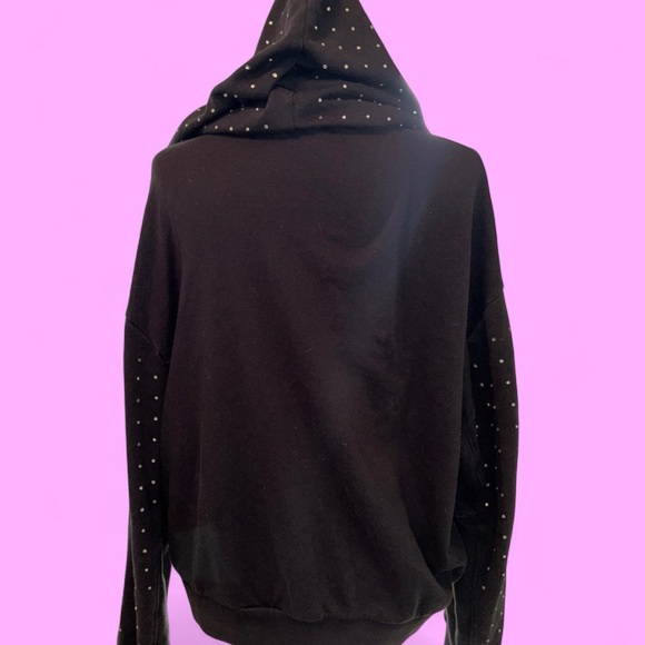 Victoria's Secret PINK Black Bling Rhinestone Zip up Hoodie ~ Size M - Picture 7 of 9